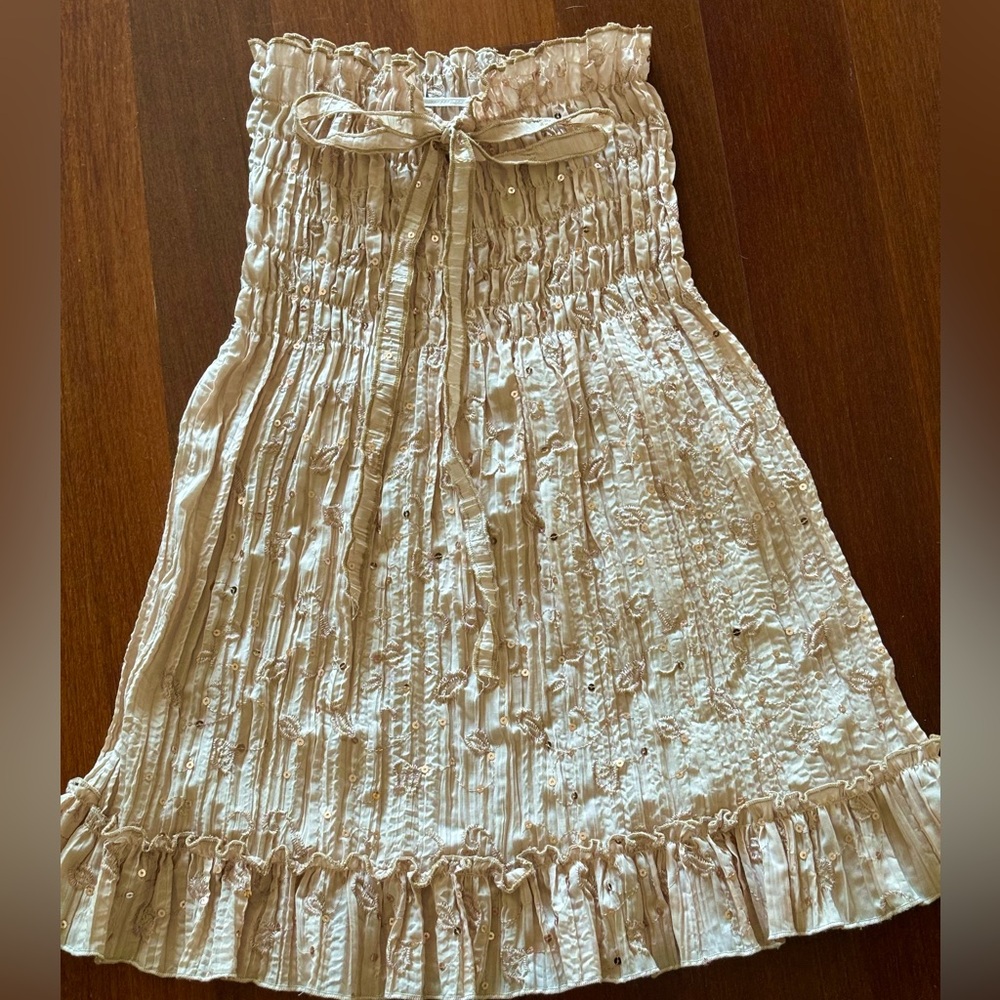 Off White Strapless Beach Cover Up/Mini Dress.